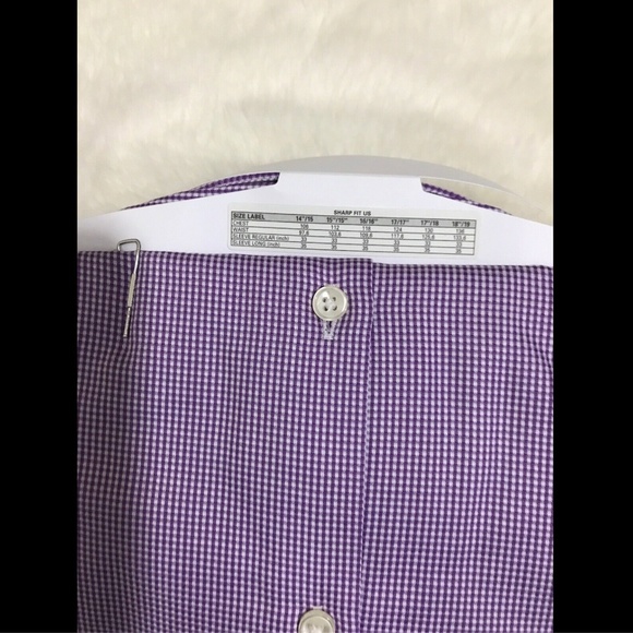 NWT $125 BOSS‎ Hugo Boss Miles Sharp Fit Check Shirt in Purple [SZ 16 ] - Picture 8 of 8